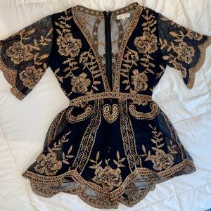 Black Embroidered Romper